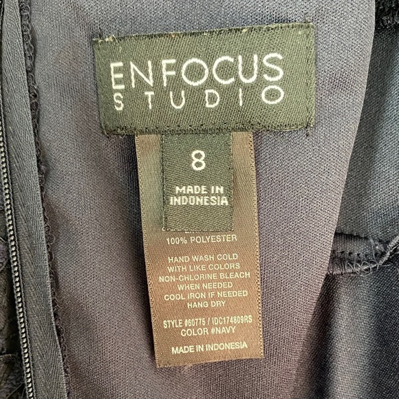 Enfocus Navy Blue Lace Cocktail Dress Size 8 - Picture 10 of 11